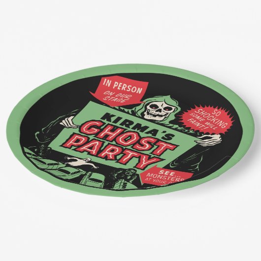 1950s Kirma's Ghost Party Spook Show Design Papieren Bordje (Gekanteld)