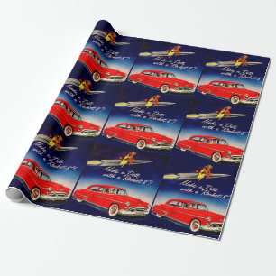 1950s Maak een date met Rocket 8 Cadeaupapier