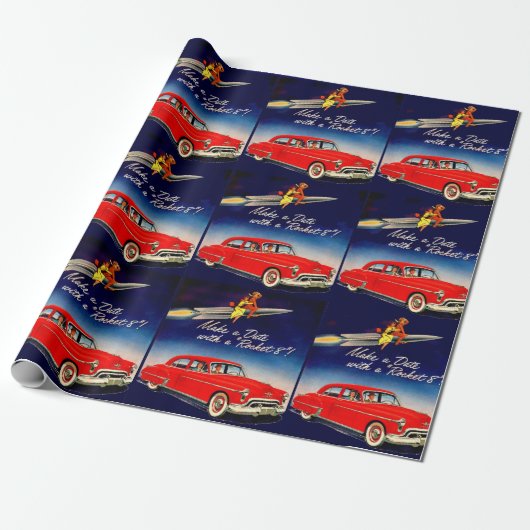 1950s Maak een date met Rocket 8 Cadeaupapier (Uitgerold)