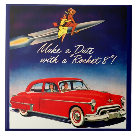 1950s Maak een date met Rocket 8 Tegeltje (Voorkant)