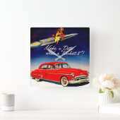1950s maak een datum met Rocket 88 Vierkante Klok (Huis)
