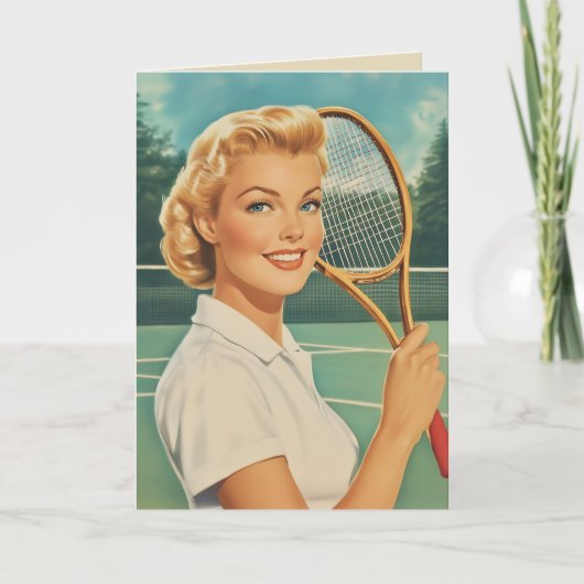 1950s Magazine Illustratie Tennis Vrouw (Voorkant)