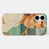 1950s Magazine Illustratie Tennis Vrouw Case-Mate iPhone Case (Achterkant (horizontaal))
