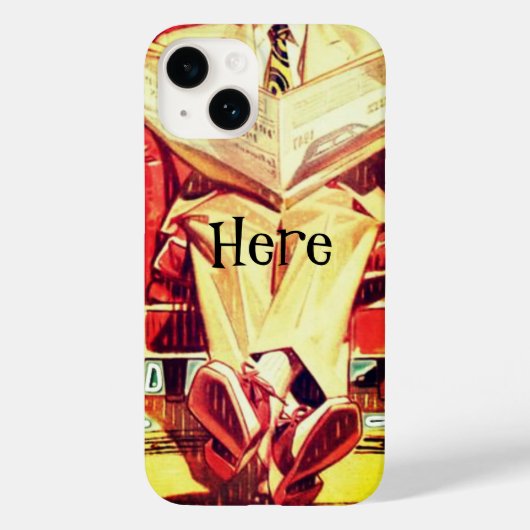  1950's man in pak lezen krantenkunst Case-Mate iPhone case (Achterkant)