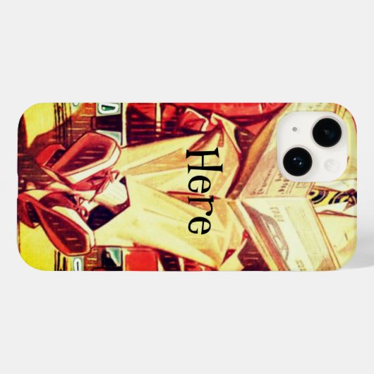  1950's man in pak lezen krantenkunst Case-Mate iPhone case (Achterkant (horizontaal))