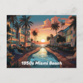 1950s Miami Beach art deco hotel bij zonsopgang Feestdagenkaart (Voorkant)