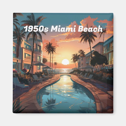 1950s Miami Beach art deco hotel bij zonsopgang Magneet (Voorkant)