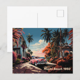 1950s Miami Beach tuin villa Feestdagenkaart
