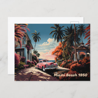 1950s Miami Beach tuin villa Feestdagenkaart