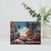 1950s Miami Beach tuin villa Feestdagenkaart (Staand voorkant)