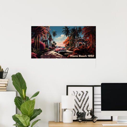 1950s Miami Beach tuin villa Poster (Thuiskantoor)