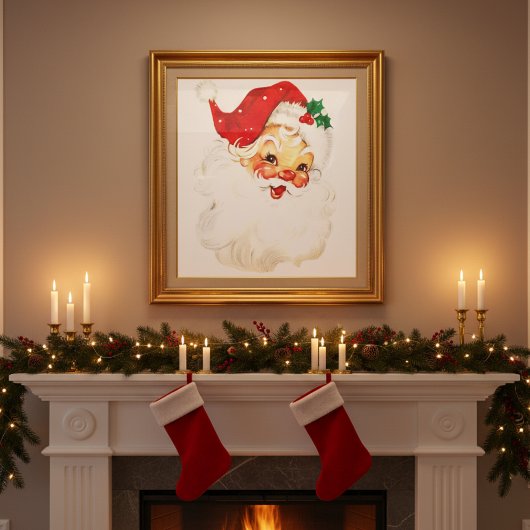 1950s Mid Century  Classic Santa Claus Poster