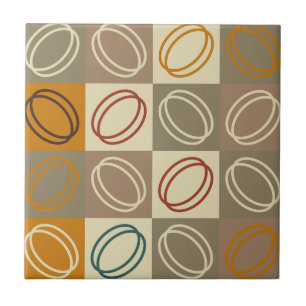 1950s Modern midden eeuw patroon l Bruin Tegeltje