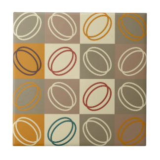 1950s Modern midden eeuw patroon l Bruin Tegeltje