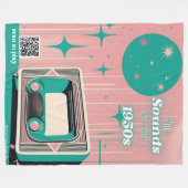 1950s Music Playlist QR Code Dekbed | Dementie Fleece Deken (Voorkant (Horizontaal))