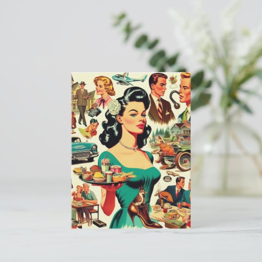 1950s naadloos patroon briefkaart (Staand voorkant)