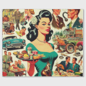  1950s naadloos patroon cadeaupapier (Vlak)