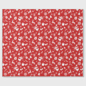 1950s Novelty Rood en Wit Classic Kerstmis Cadeaupapier (Vlak)