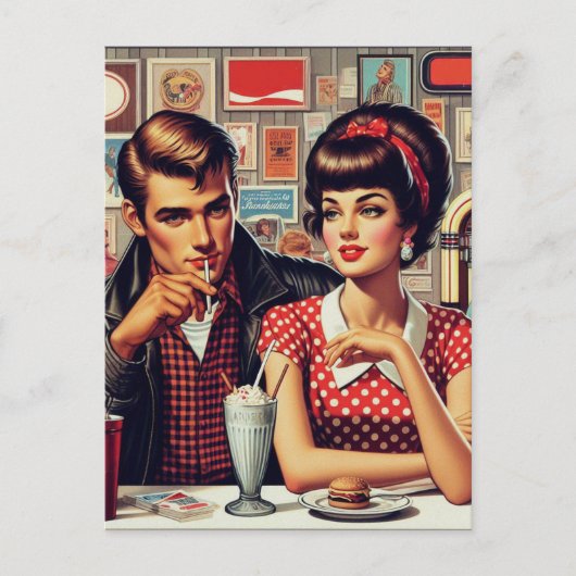 1950s Paar Briefkaart (Voorkant)