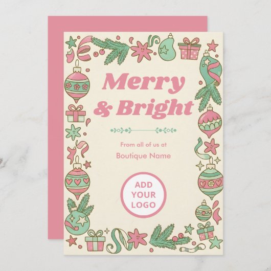1950s Pastel Christmas | Boutique Bulk Greetings Feestdagenkaart (Voorkant / Achterkant)