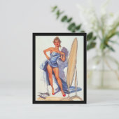 1950's Pin-up Girl Briefkaart (Staand voorkant)