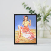 1950's Pin-up Girl Briefkaart (Staand voorkant)