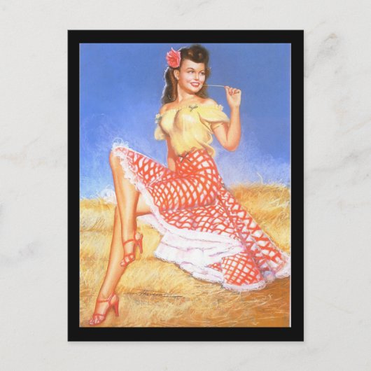 1950's Pin-up Girl Briefkaart (Voorkant)