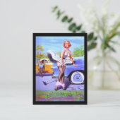 1950's Pin-up Girl Briefkaart (Staand voorkant)