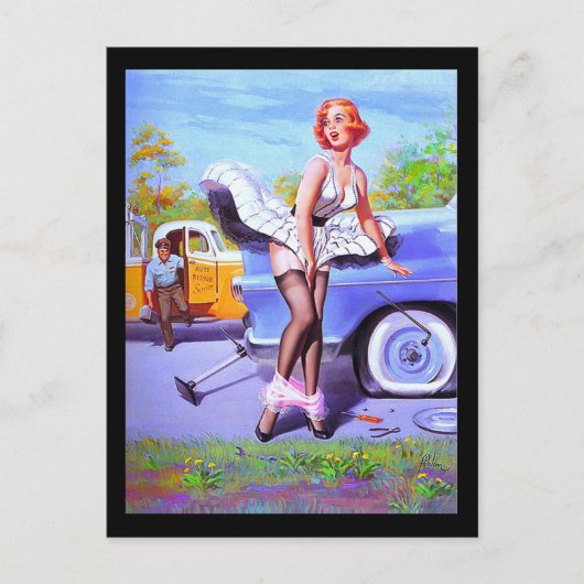 1950's Pin-up Girl Briefkaart (Voorkant)