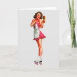 1950S PINUP CARHOP ROLLER SCHAATS GIRL BIRTHDAY KA FEESTDAGEN KAART<br><div class="desc">KAARTMER VAN 1950 OP ROLLER-SCHAATSEN HAPPY BIRTHDAY-KAART</div>