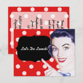 1950s Pointing Woman Luncheon Kaart (Voorkant / Achterkant)