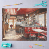 1950s Retro Amerikaanse Diner Aquarel Tissuepapier (Craft)