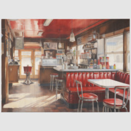 1950s Retro Amerikaanse Diner Aquarel Tissuepapier