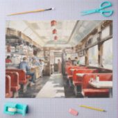 1950s Retro Amerikaanse Diner Aquarel Tissuepapier (Craft)