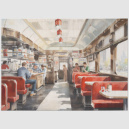 1950s Retro Amerikaanse Diner Aquarel Tissuepapier