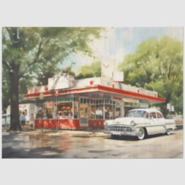 1950s Retro Amerikaanse Eetgelegenheid Aquarel Tissuepapier