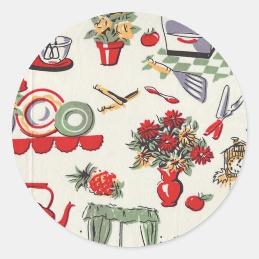 1950's Retro Design Ronde Sticker (Voorkant)