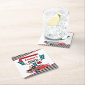 1950's Retro Diner Blauwgroen/Wit/Rood Verjaardags Kartonnen Onderzetters (Insitu)