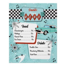 1950s Retro Diner Menu Perfect Poster