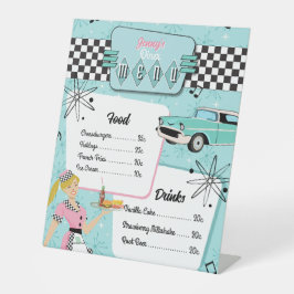 1950s Retro Diner Menu Reclamebord Met Voetstuk