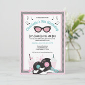 1950s Retro Diner Verjaardag Uitnodiging | Roze en (Staand voorkant)