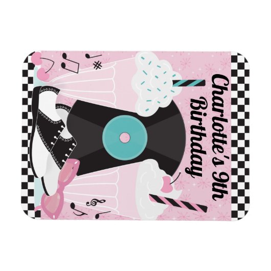 1950s Retro Diner Verjaardagsfeest Voorkeur Magnet Magneet (Horizontaal)