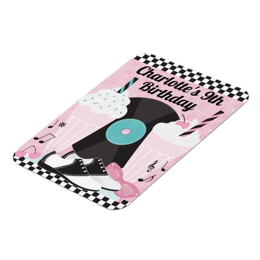 1950s Retro Diner Verjaardagsfeest Voorkeur Magnet Magneet (Linkerzijde)