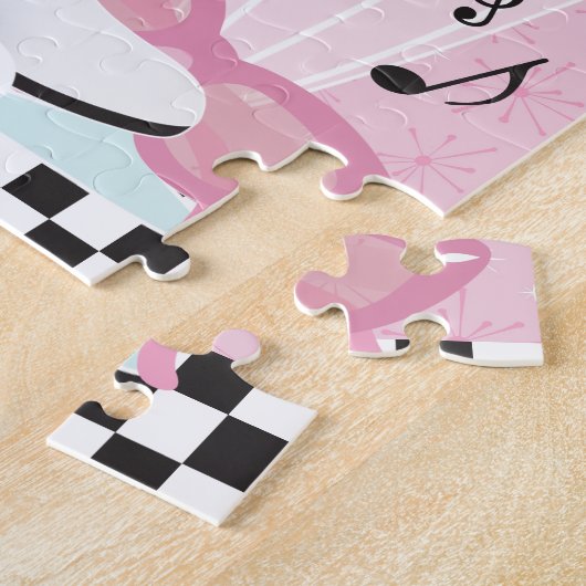 1950s Retro Diner Verjaardagsfeest Voorkeur Puzzel Legpuzzel (Zijkant)