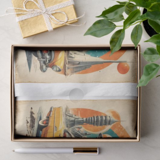 1950s Retro Futurisme: futuristische auto, tanksta Tissuepapier (Geschenk)