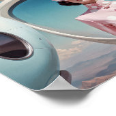 1950s Retro Futurisme gastvrouw in roze Poster (Hoek)