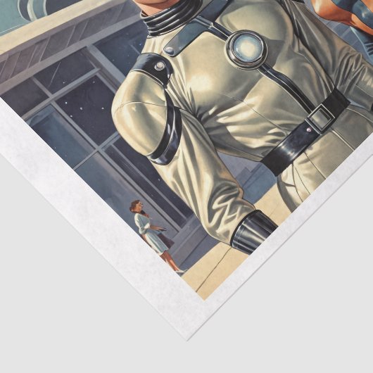 1950s Retro futurisme super held paar Tissuepapier (Detail)