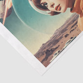 1950s Retro Futurisme vrouw met Plexiglas helm Tissuepapier (Detail)