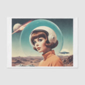 1950s Retro Futurisme vrouw met Plexiglas helm Tissuepapier (Voorkant)