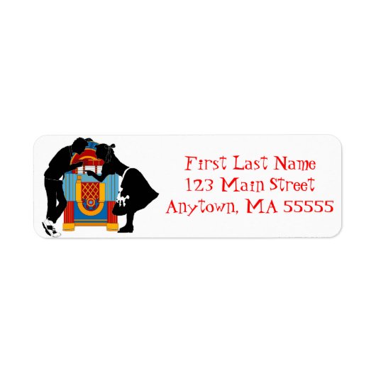 1950s Retro Hep Cat Jukebox Adresetiketten Etiket (Voorkant)